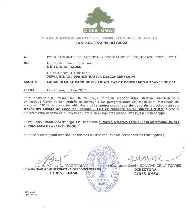 INSTRUCTIVO No. 03/2022