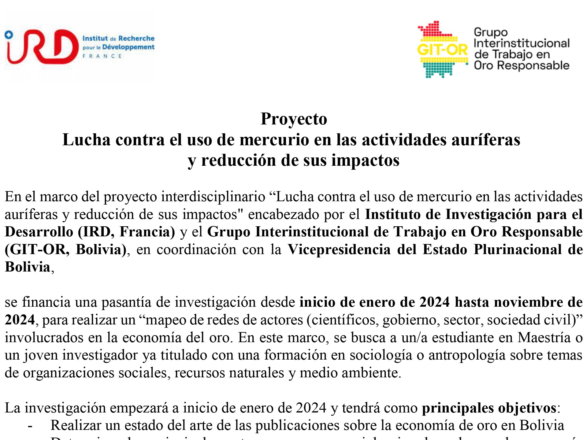 Lucha contra el uso de mercurio en las actividades auríferas y reducción de sus impactos