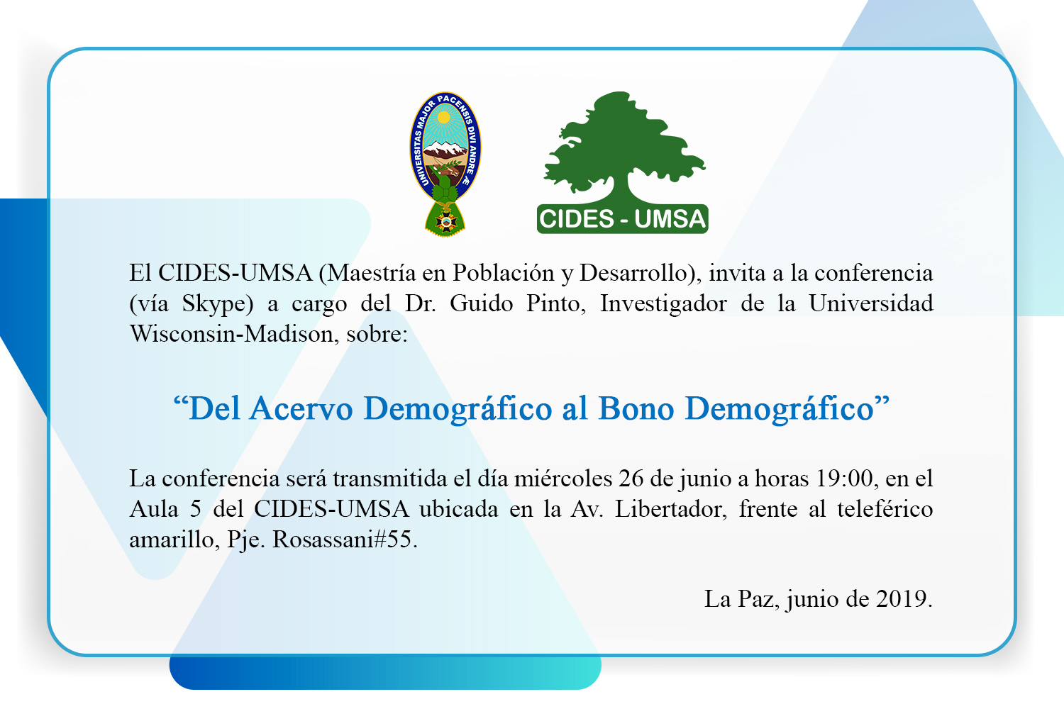 Conferencia: Del Acervo Demográfico al Bono Demográfico