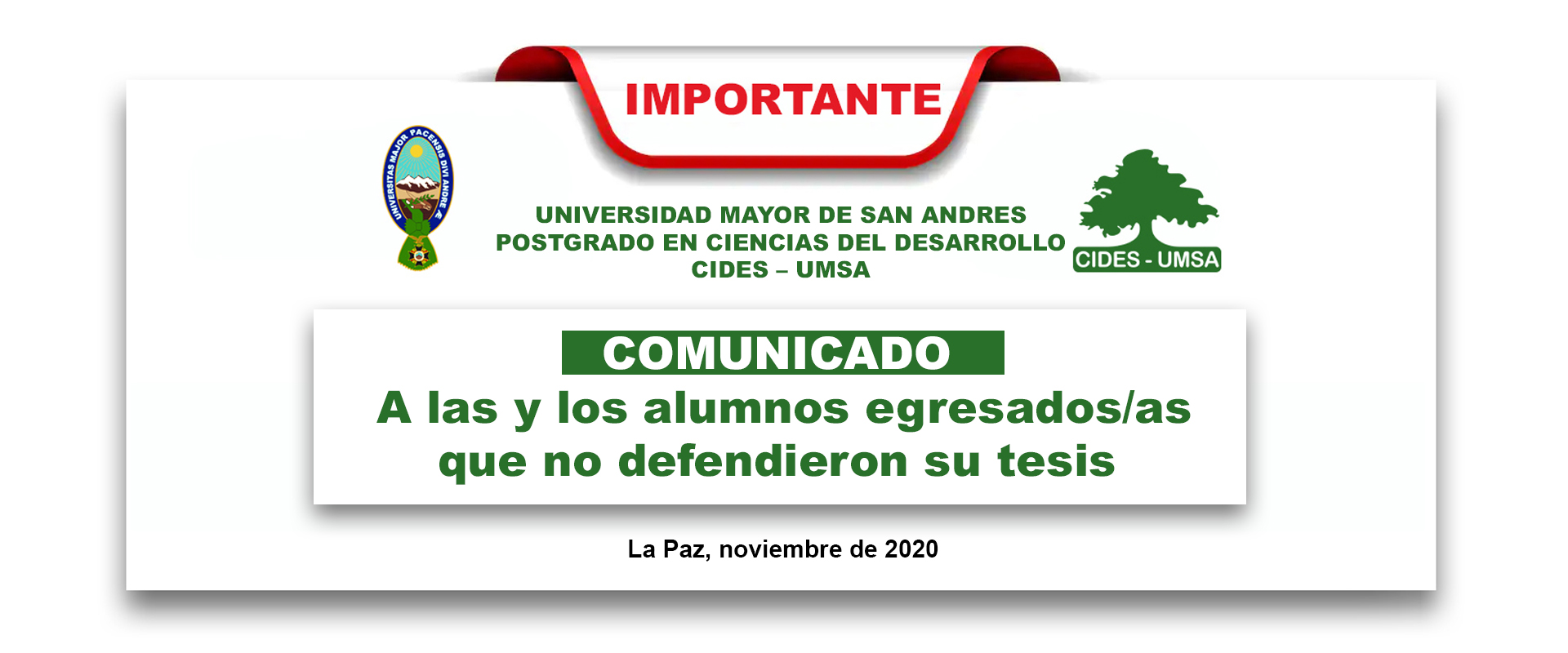 COMUNICADO A ESTUDIANTES EGRESADOS/AS NOVIEMBRE 2020