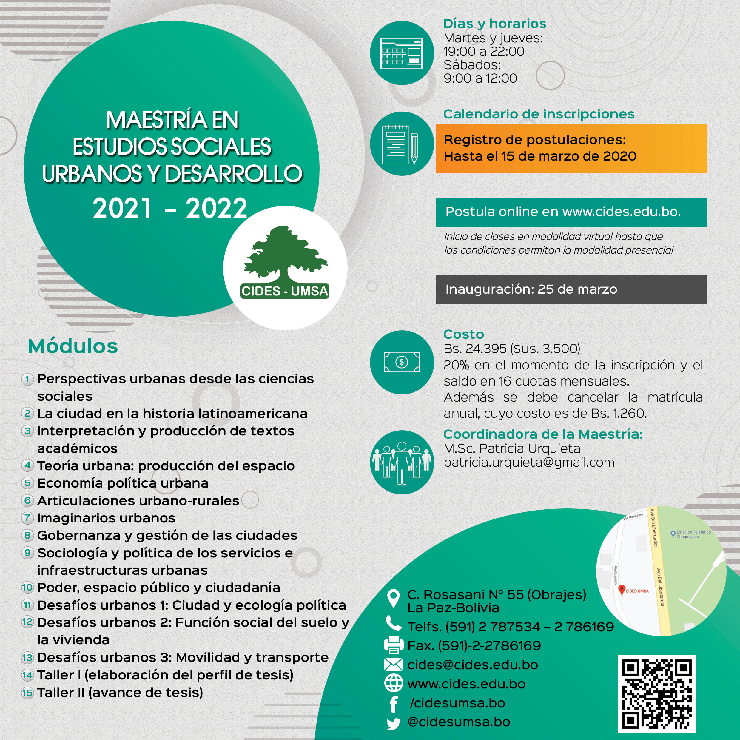 MAESTRÍA EN ESTUDIOS SOCIALES URBANOS Y DESARROLLO - OFERTA ACADÉMICA 2021-2022