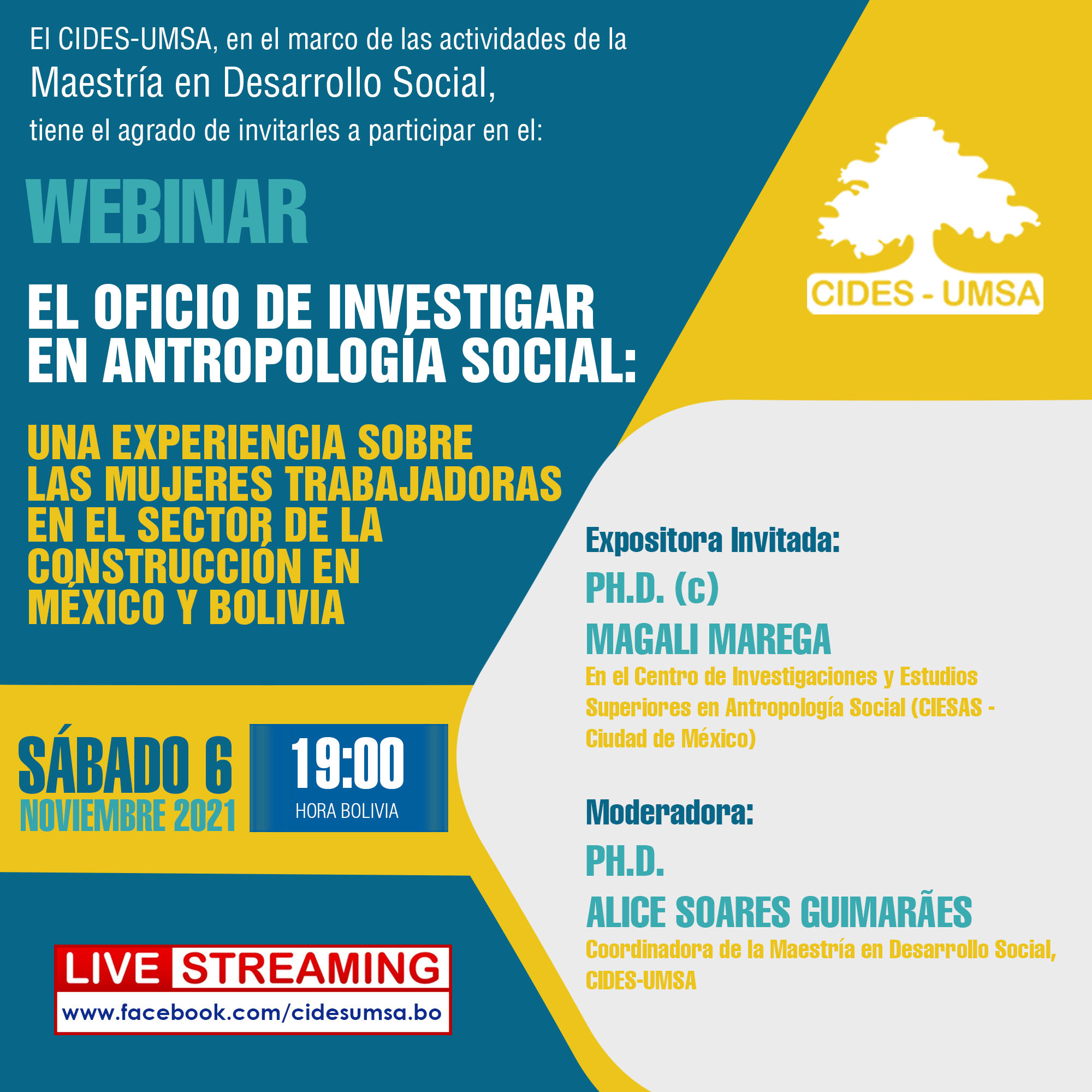 WEBINAR: El oficio de investigar en antropología social: Una experiencia sobre las mujeres trabajadoras en el sector de la construcción en México y Bolivia