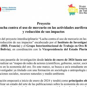 Lucha contra el uso de mercurio en las actividades auríferas y reducción de sus impactos